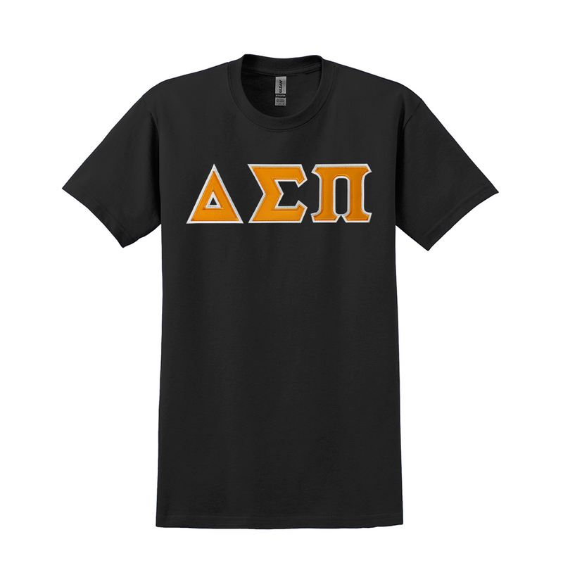Represent your Delta Sigma Pi fraternity with distinction and enduring style. This Gildan t-shirt showcases your distinguished ΔΣΠ Greek letters meticulously sewn on 