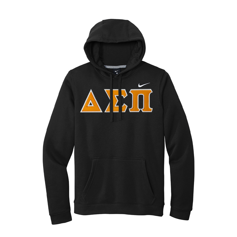 Represent your Delta Sigma Pi fraternity in this premium Nike hoodie. Your distinguished ΔΣΠ Greek letters are sewn on using high-quality satin stitching for a classic, durable look.