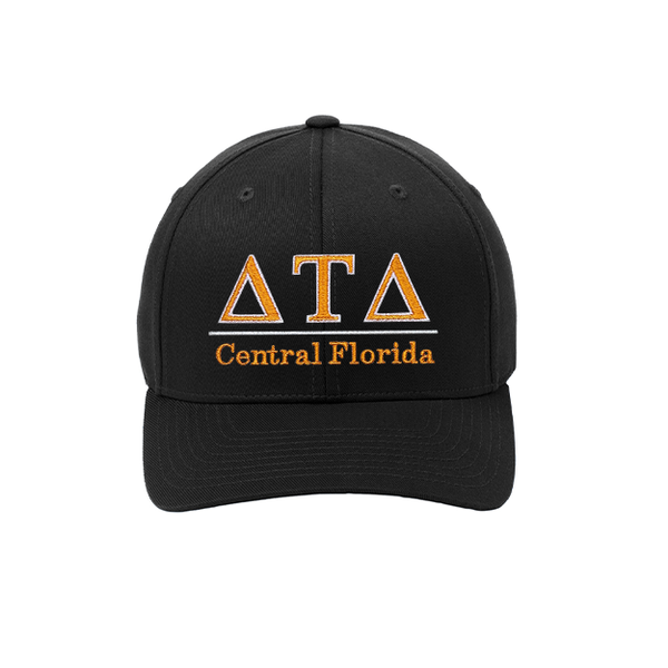 Delta Tau Delta Central Florida Embroidered Greek Letters Flexfit Twill Cap