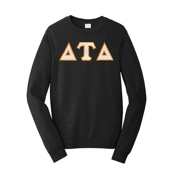 Delta Tau Delta Satin Stitch Sewn on Greek Letter Fan Favorite Port and Company Crewneck Sweatshirt