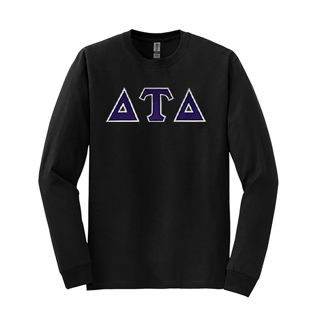 Delta Tau Delta Fraternity Sewn on Greek Letter Gildan Long Sleeve T-shirt