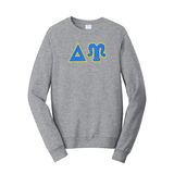 Delta Upsilon Satin Stitch Sewn on Greek Letter Fan Favorite Port and Company Crewneck Sweatshirt