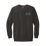 Delta Zeta Sorority Comfort Colors Embroidered Greek Letter Crewneck Sweatshirt