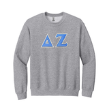 Delta Zeta Sorority Sewn on Greek Letter Gildan Crewneck Sweatshirt.