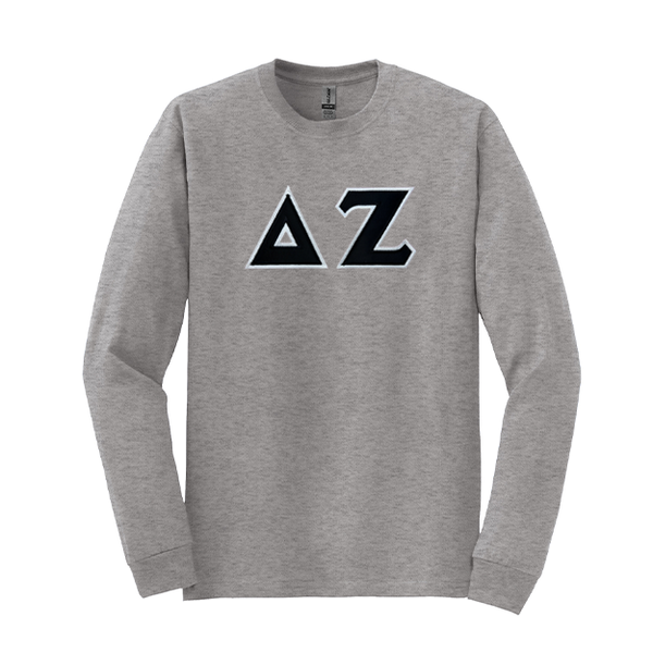 Delta Zeta Sorority Sewn on Greek Letter Gildan Long Sleeve T-shirt