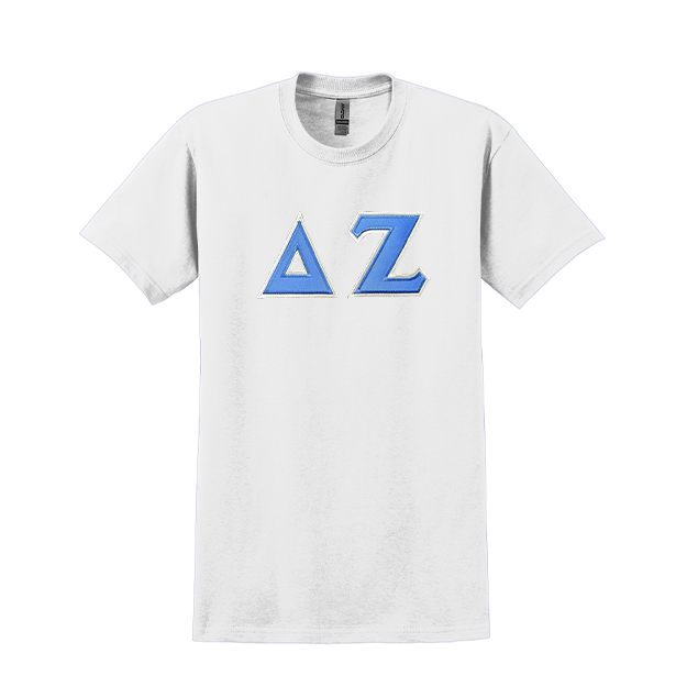 Delta Zeta Sorority Sewn on Greek Letter T-shirt