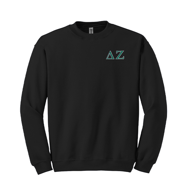 Delta Zeta Sorority Embroidered Greek Letter Gildan Crewneck Sweatshirt.