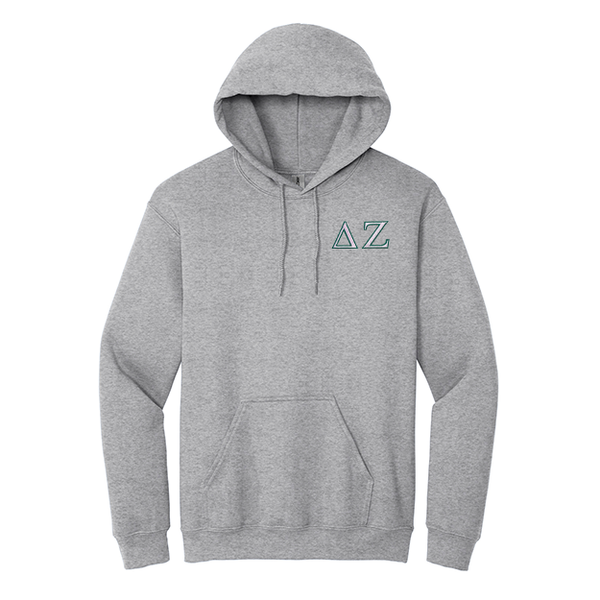 Delta Zeta Sorority Embroidered Greek Letters Gildan Hoodie