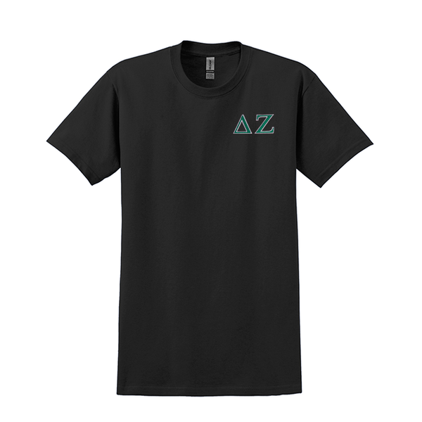 Delta Zeta Sorority Embroidered Greek Letter Gildan T-shirt