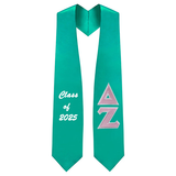 Custom Delta Zeta Sorority Tackle Twill Greek Letter Graduation Stole