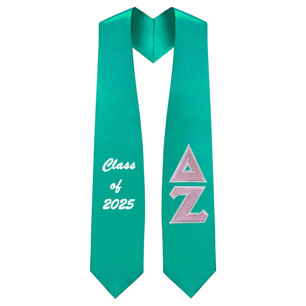 Custom Delta Zeta Sorority Tackle Twill Greek Letter Graduation Stole