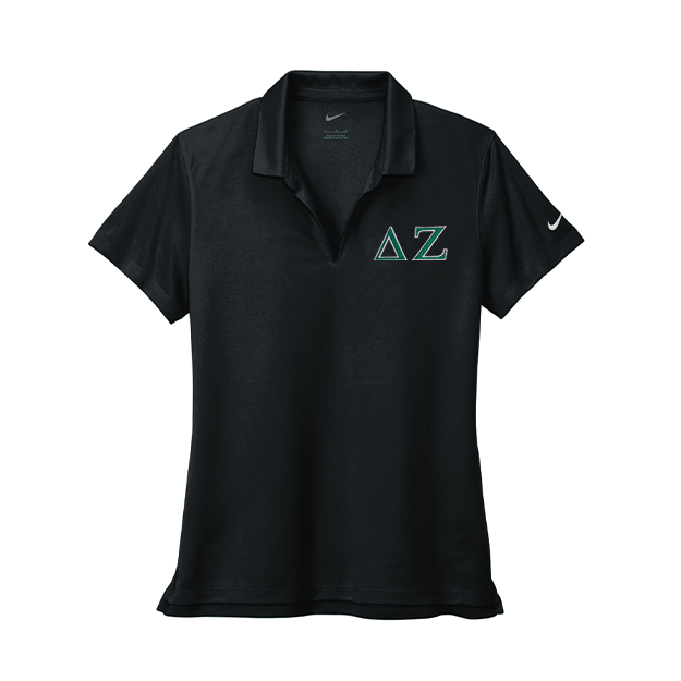 Delta Zeta Sorority Nike Ladies Dri-FIT polo with embroidered Greek letters