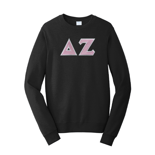 Premium Delta Zeta Sorority Satin Stitch Sewn on Greek Letter Fan Favorite Port and Company Crewneck Sweatshirt