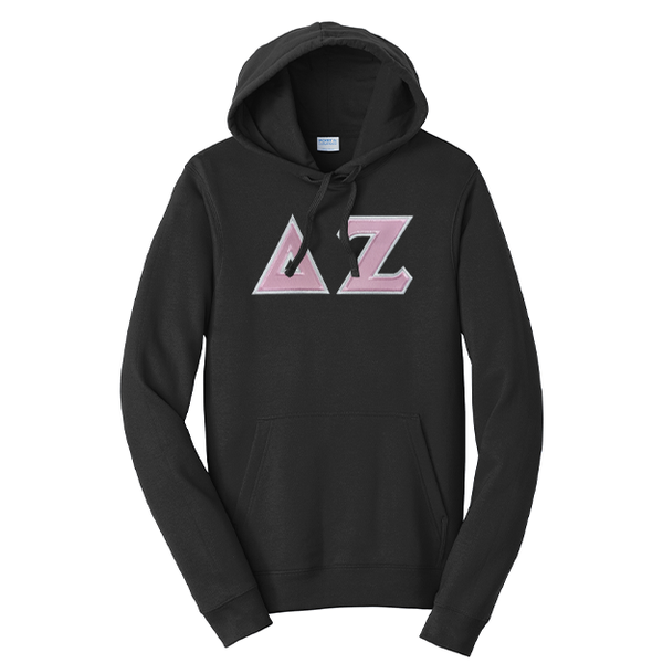 Premium Delta Zeta Sorority Satin Stitch Sewn on Greek Letter Fan Favorite Port and Company Hoodie