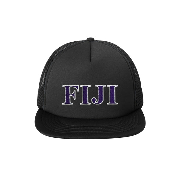 Represent your FIJI affiliation with this durable foam trucker hat. Your distinguished FIJI Greek letters are expertly embroidered for a polished and lasting look