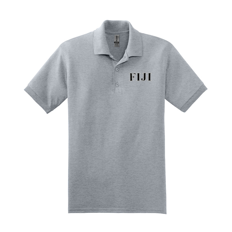 Wear your FIJI letters on this refined embroidered Gildan polo. Your distinctive FIJI Greek letters are finely embroidered, offering a lasting and tasteful emblem of your fraternity.