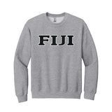 Represent your FIJI affiliation with sharp, classic style in this Gildan crewneck sweatshirt. It showcases your distinguished FIJI Greek letters meticulously sewn on with tackle twill