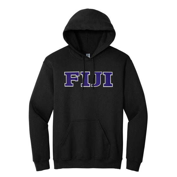 Represent your FIJI affiliation with sharp, classic style in this Gildan hoodie. It showcases your distinguished FIJI Greek letters meticulously sewn on with tackle twill 
