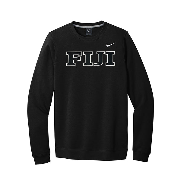 Wear your FIJI letters on this classic Nike Club Fleece Crewneck Sweatshirt, showcasing traditional sewn-on Greek letters. Your distinctive FIJI Greek letters are sewn onto the chest with high-quality satin stitch for a lasting and tasteful emblem.