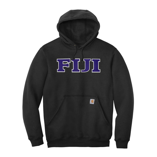 Represent your&nbsp;FIJI affiliation with this sharp Carhartt Midweight Hooded Sweatshirt. Your distinguished FIJI tackle twill Greek letters are sewn on with high-quality satin stitching for a polished, and premium appearance
