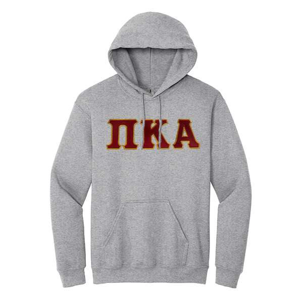 Fraternity Greek Letter Hooded Sweatshirt Satin Stitching