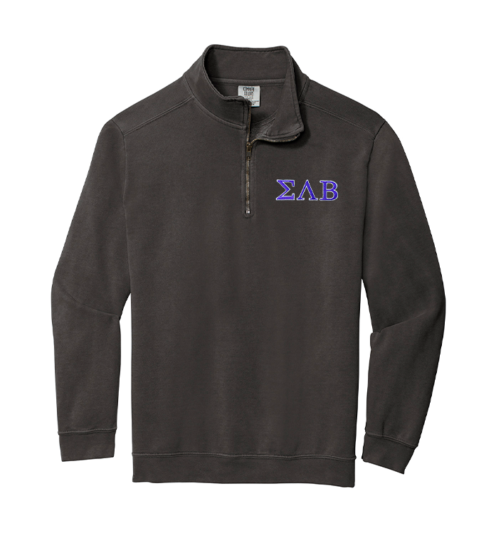 Fraternity Comfort Colors Greek Letter Quarter Zip Sweatshirt. Customize for any fraternity.
