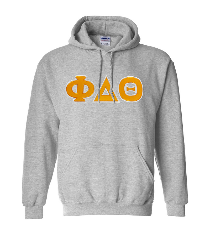 Fraternity Greek Letter Hooded Sweatshirt Sewn on Greek Letter Hoodie