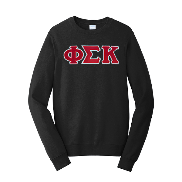 Premium Phi Sigma Kappa Satin Stitch Sewn on Greek Letter Fan Favorite Port and Company Crewneck Sweatshirt