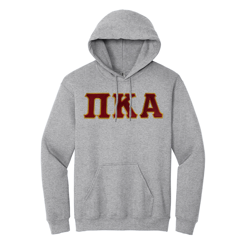Fraternity Satin Stitch Sewn on Greek Letter Gildan Hoodie