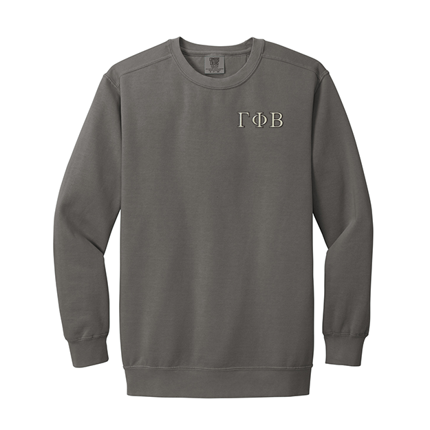 Gamma Phi Beta Sorority Comfort Colors Embroidered Greek Letter Crewneck Sweatshirt
