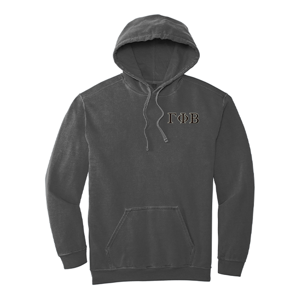 Gamma Phi Beta Sorority Comfort Colors Embroidered Greek Letter Hooded Sweatshirt