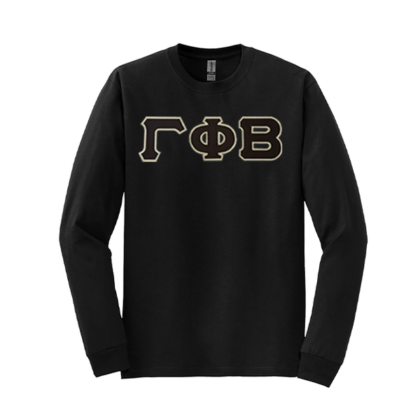 Gamma Phi Beta Sorority Sewn on Greek Letter Gildan Long Sleeve T-shirt