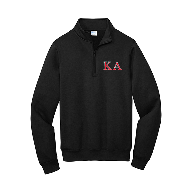 Kappa Alpha Quarter Zip Sweatshirt Embroidered Greek Letters