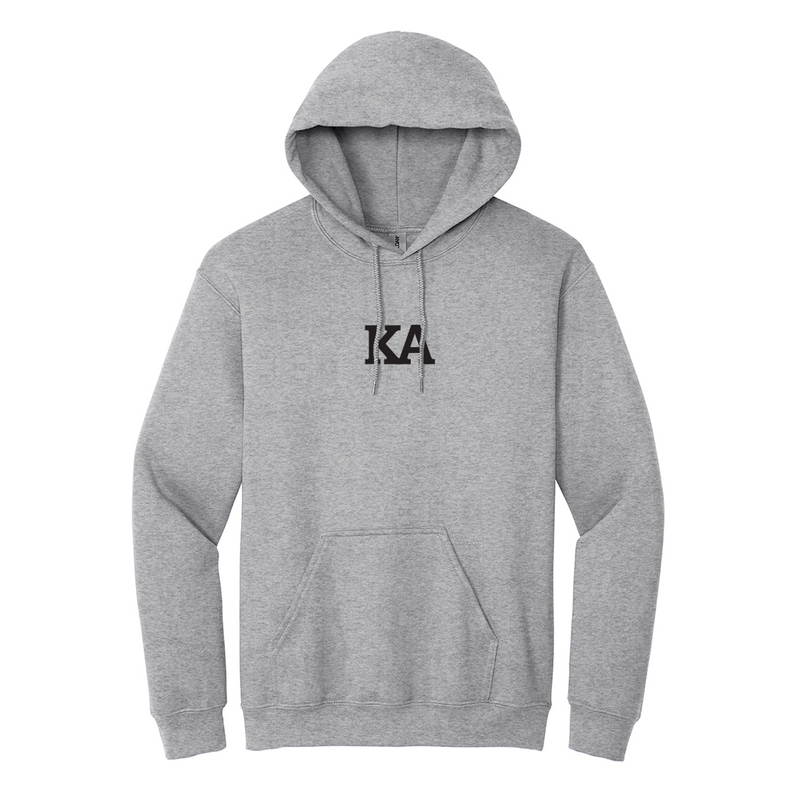 Uphold the values of Kappa Alpha Order with this classic Gildan hoodie. It features your esteemed KA Official Greek letters expertly embroidered on the center chest in black