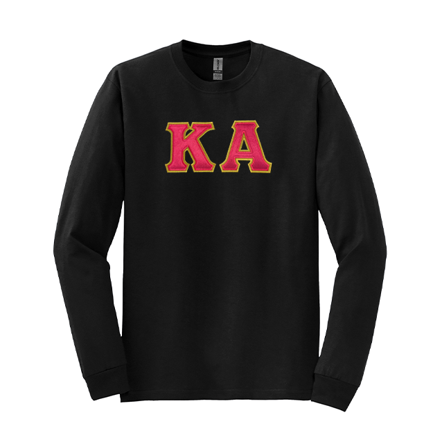 Kappa Alpha Fraternity Sewn on Greek Letter Gildan Long Sleeve T-shirt