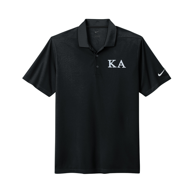 Display your Kappa Alpha Order connection with this quality embroidered Nike polo. Your dedicated KA Greek letters are neatly embroidered on the left chest for a distinguished presentation.