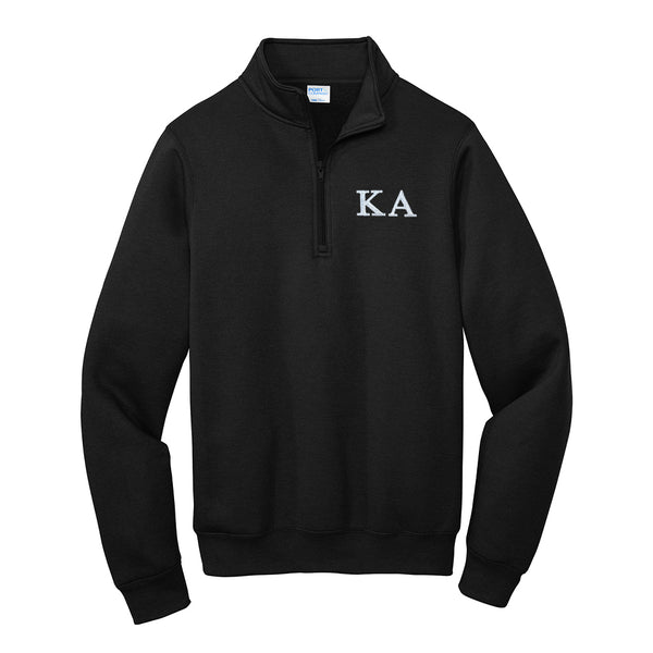 Kappa Alpha Order Fraternity Quarter Zip Sweatshirt Embroidered Greek Letters