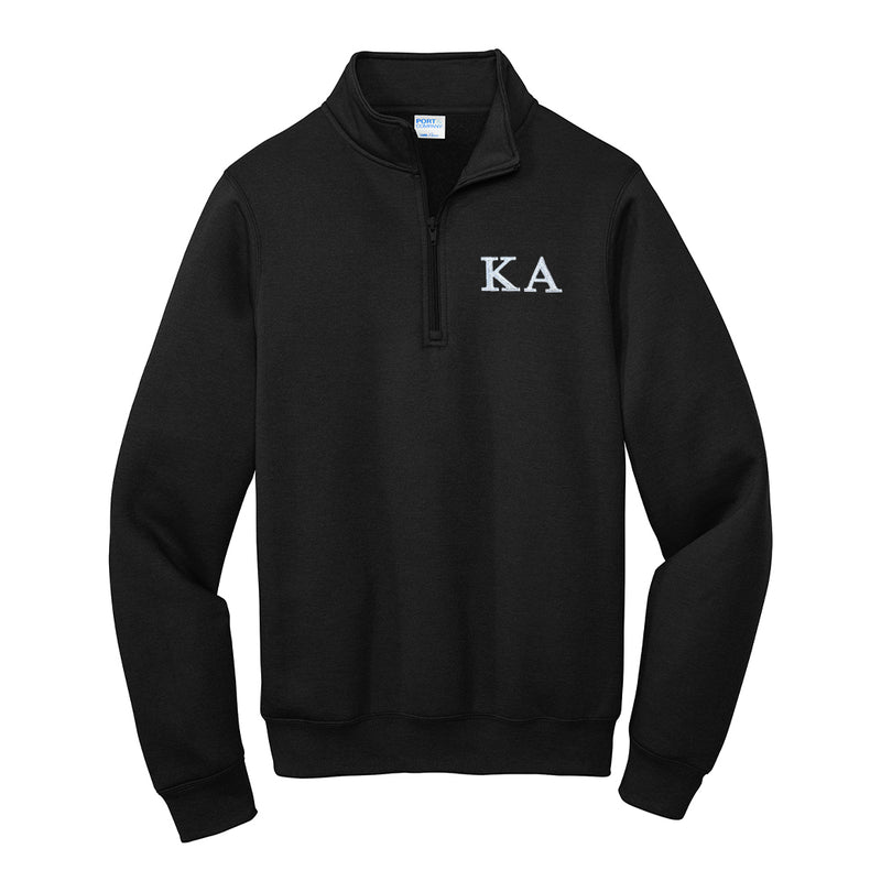 Kappa Alpha Order Fraternity Quarter Zip Sweatshirt Embroidered Greek Letters