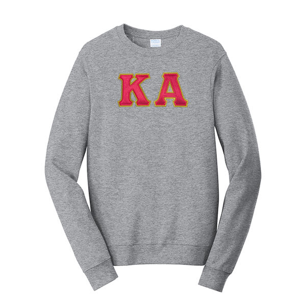 Kappa Alpha Satin Stitch Sewn on Greek Letter Fan Favorite Port and Company Crewneck Sweatshirt