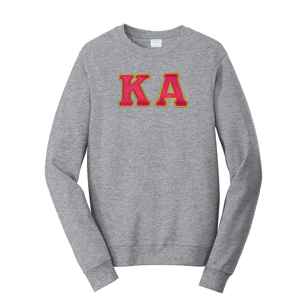 Kappa Alpha Satin Stitch Sewn on Greek Letter Fan Favorite Port and Company Crewneck Sweatshirt