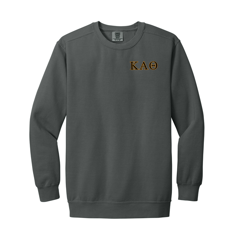Represent your Kappa Alpha Theta connection in this incredibly soft Comfort Colors crewneck sweatshirt, detailed with embroidered Greek letters. Your esteemed ΚΑΘ Greek letters are finely embroidered for a beautiful, durable finish