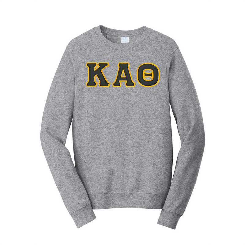 Display your Kappa Alpha Theta sisterhood with this premium Fan Favorite Port &amp; Company crewneck sweatshirt. Featuring beautifully sewn on satin-stitched ΚΑΘ Greek letters, this cozy crewneck is perfect for everyday wear and representing your sorority