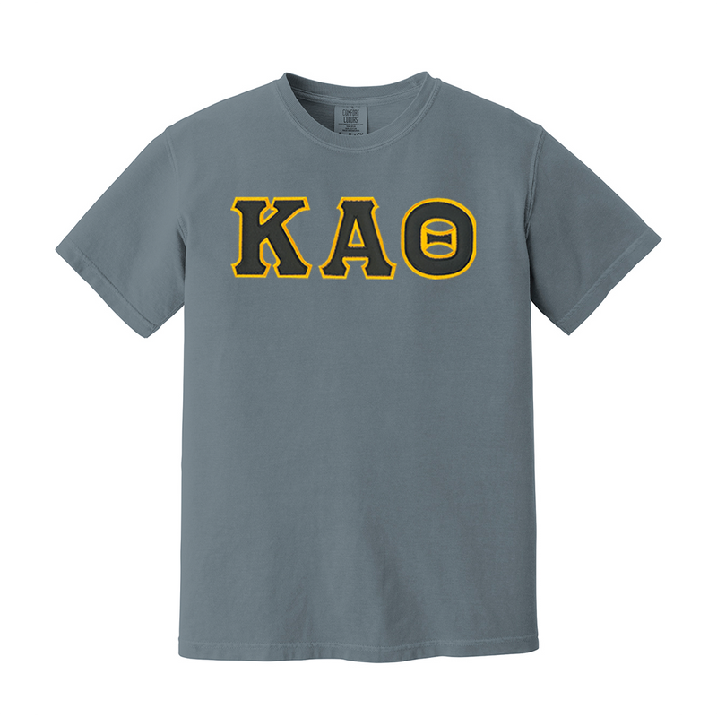 Represent your Kappa Alpha Theta connection in this incredibly soft Comfort Colors t-shirt. Your esteemed ΚΑΘ Greek letters are expertly sewn on using a high-quality dense satin stitch for a beautiful, lasting finish