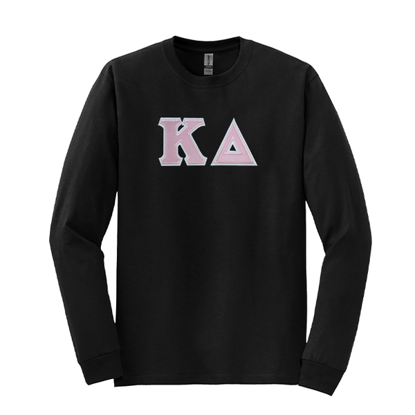 Kappa Delta Sorority Sewn on Greek Letter Gildan Long Sleeve T-shirt