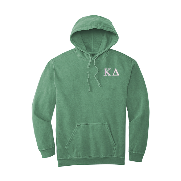 Kappa Delta Sorority Comfort Colors Embroidered Greek Letter Hooded Sweatshirt