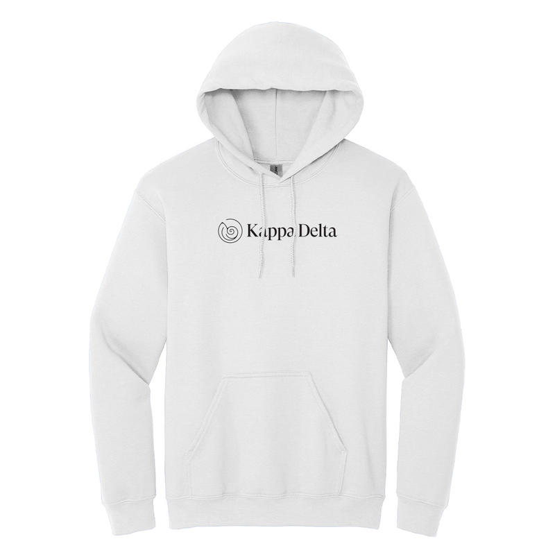 Wear your Kappa Delta Greek letters with grace in this timeless appeal Gildan hoodie. It showcases your cherished ΚΔ Secondary Logo embroidered in black on the center chest.