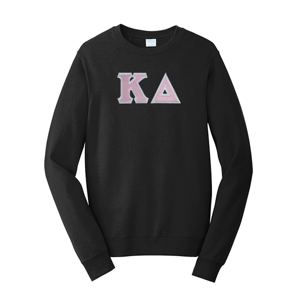 Premium Kappa Delta Sorority Satin Stitch Sewn on Greek Letter Fan Favorite Port and Company Crewneck Sweatshirt