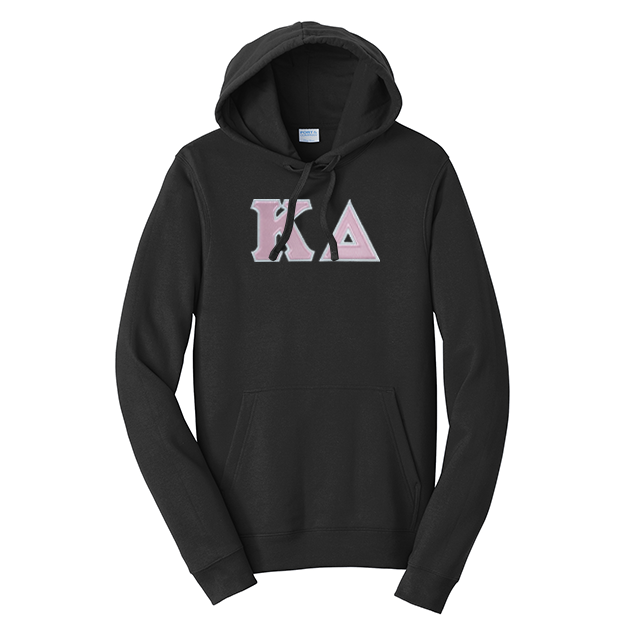 Premium Kappa Delta Sorority Satin Stitch Sewn on Greek Letter Fan Favorite Port and Company Hoodie