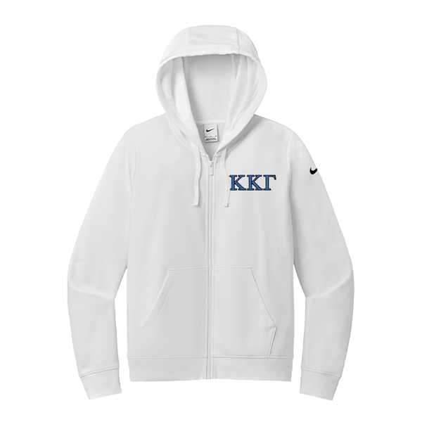 Kappa Kappa Gamma Sorority embroidered Greek letters on a high quality Nike Ladies Club Fleece Sleeve Swoosh Full-Zip Hooded Sweatshirt