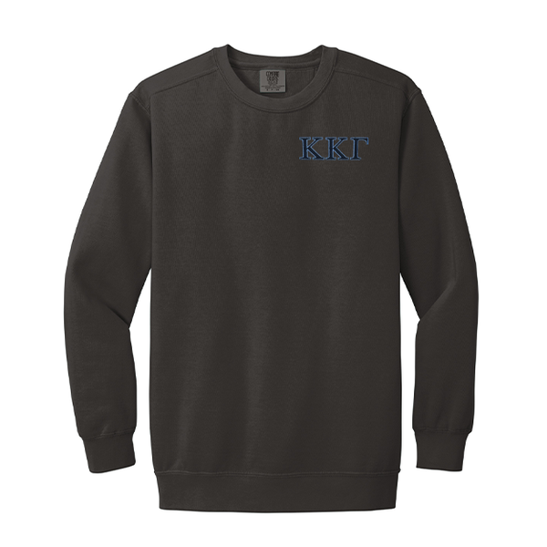 Kappa Kappa Gamma Sorority Comfort Colors Embroidered Greek Letter Crewneck Sweatshirt